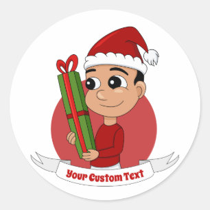 Christmas boy cartoon classic round sticker