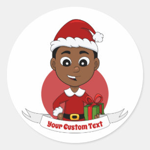 Christmas boy cartoon classic round sticker