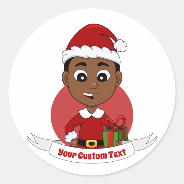 Christmas boy cartoon classic round sticker (Front)