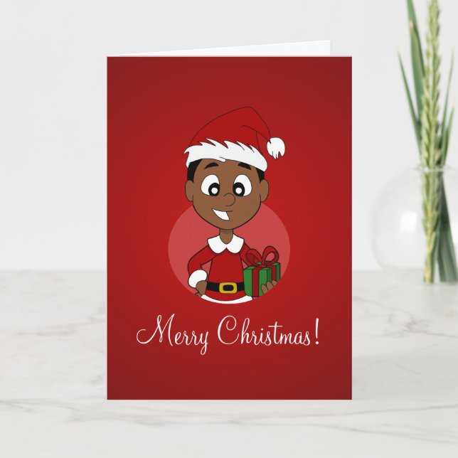 Christmas boy cartoon holiday card (Front)