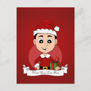 Christmas boy cartoon holiday postcard
