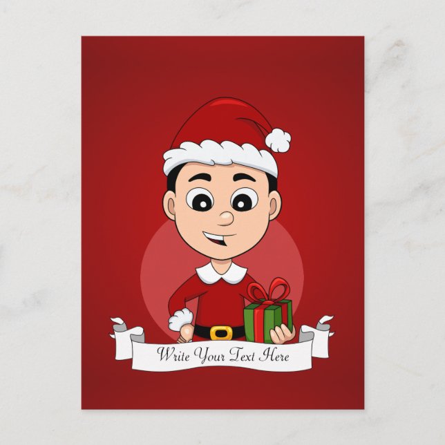 Christmas boy cartoon holiday postcard (Front)