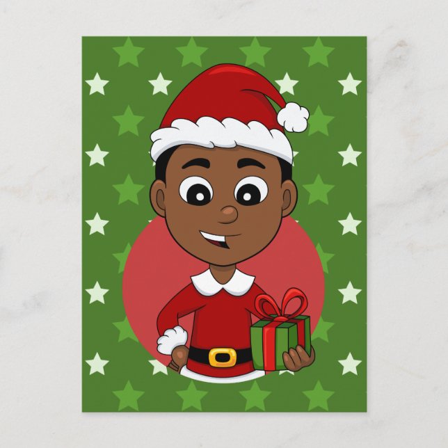Christmas boy cartoon holiday postcard (Front)