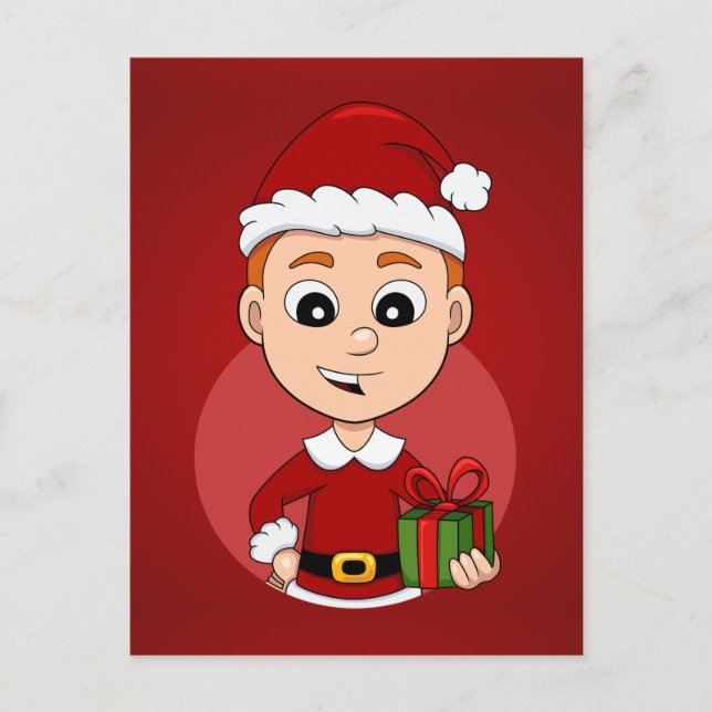 Christmas boy cartoon holiday postcard (Front)