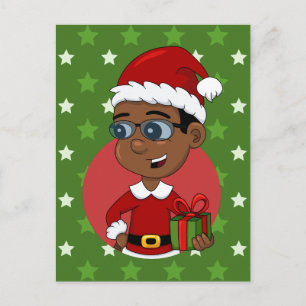 Christmas boy cartoon holiday postcard