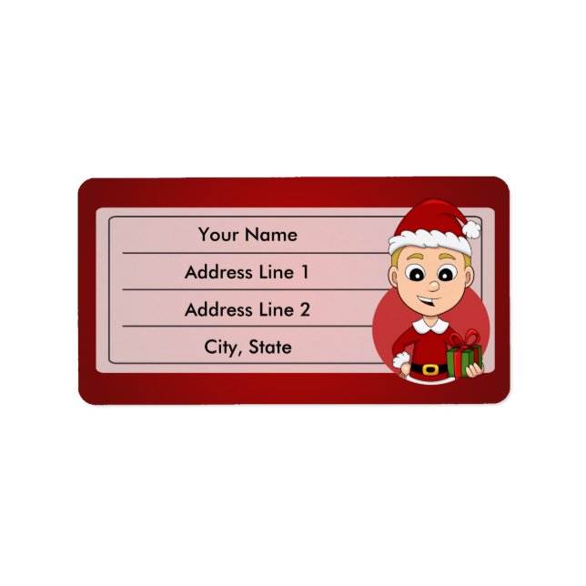 Christmas boy cartoon label (Front)