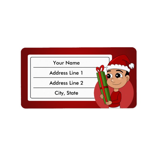 Christmas boy cartoon label (Front)