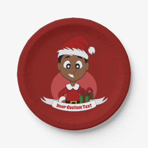 Christmas boy cartoon paper plate