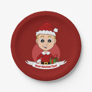 Christmas boy cartoon paper plates