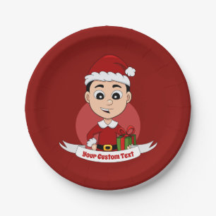 Christmas boy cartoon paper plates