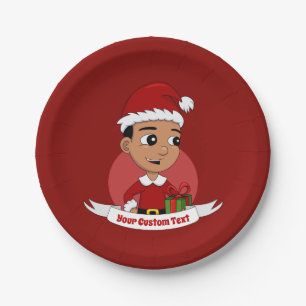Christmas boy cartoon paper plates