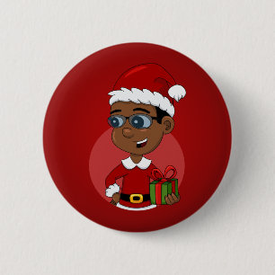 Christmas boy cartoon pinback button