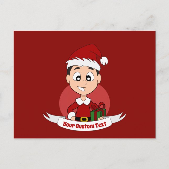 Christmas boy cartoon postcard (Front)