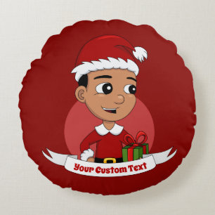 Christmas boy cartoon round pillow