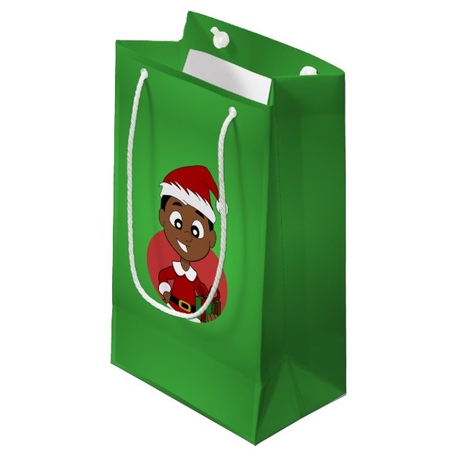 Christmas boy cartoon small gift bag (Front Angled)