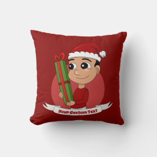 Christmas boy cartoon throw pillow