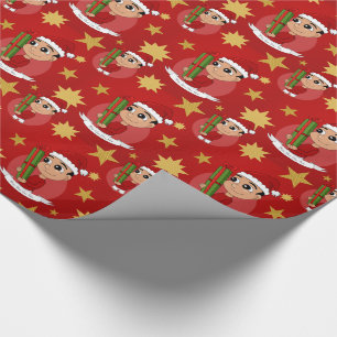 Christmas boy cartoon wrapping paper