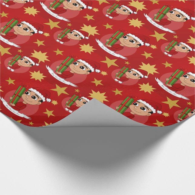 Christmas boy cartoon wrapping paper (Corner)