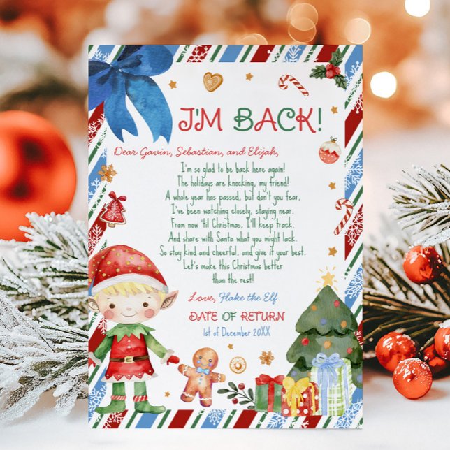 Christmas Boy Letter from Elf Letter Card (Christmas Blonde Hair Light Boy Letter from Elf Letter Card)