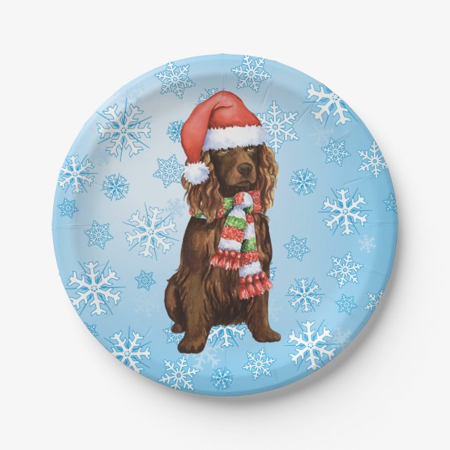 Christmas Boykin Spaniel Paper Plate (Front)