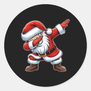 Christmas Boys Dabbing Santa Claus Girls Fun Xmas Classic Round Sticker