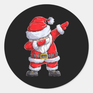 Christmas Boys Dabbing Santa Claus Girls Funny Xma Classic Round Sticker
