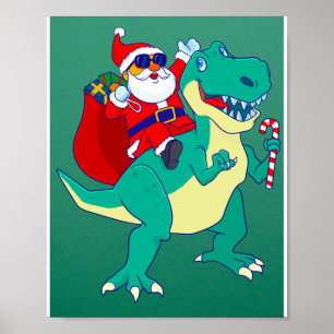 Christmas Boys Dinosaur Santa T Rex Xmas Dino Love Poster