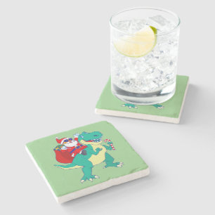 Christmas Boys Dinosaur Santa T Rex Xmas Dino Love Stone Coaster