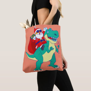 Christmas Boys Dinosaur Santa T Rex Xmas Dino Love Tote Bag