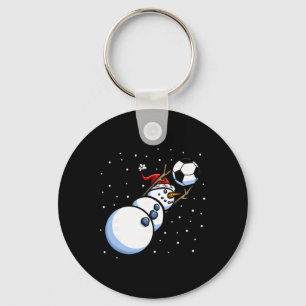 Christmas Boys Men Xmas Goalkeeper Soccer Snowman Key Ring