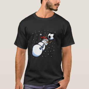 Christmas Boys Men Xmas Goalkeeper Soccer Snowman T-Shirt