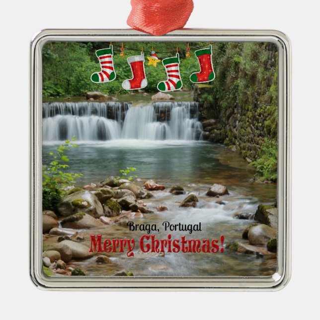 Christmas, Braga, Portugal Metal Tree Decoration (Front)