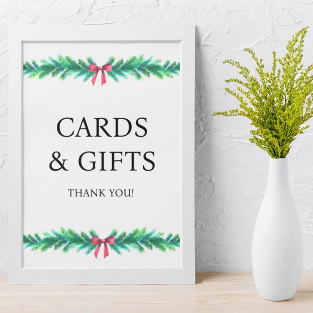 Christmas Branch Cards and Gifts Baby Shower  Poster (cards and gifts baby shower sign)