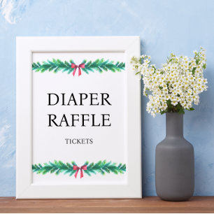 Christmas Branch Diaper Raffle Baby Shower Poster