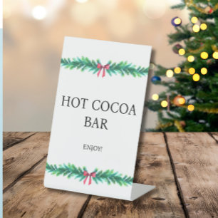 Christmas Branch Hot Cocoa Baby Shower Pedestal Sign