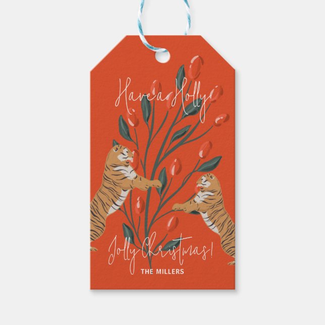 Christmas Branch Jolly Christmas Gift Tags (Front)