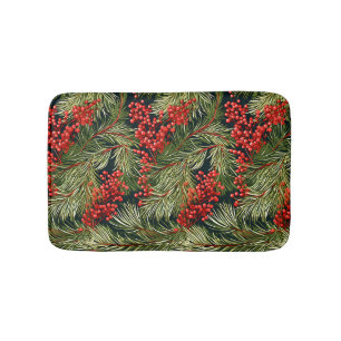 Christmas Branches and Berries Bath Mat