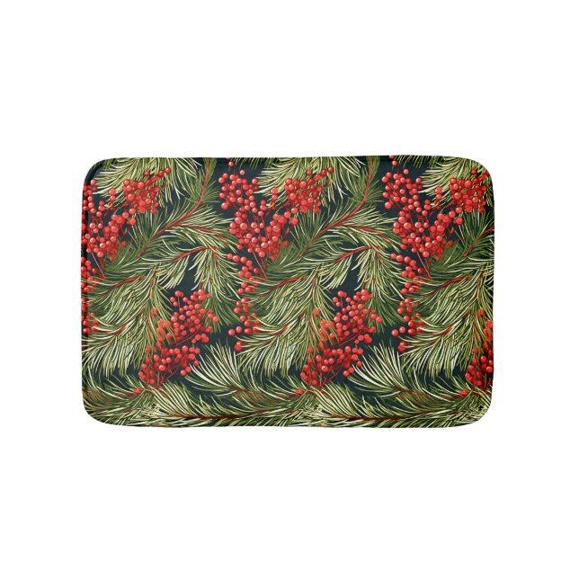 Christmas Branches and Berries Bath Mat (Front)
