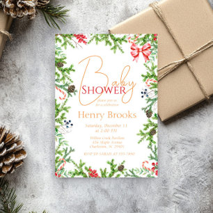 Christmas Branches Baby Shower Gender Neutral  Invitation