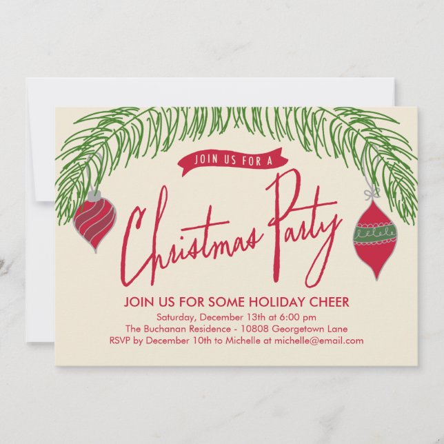 Christmas Branches Christmas Party Invitation (Front)