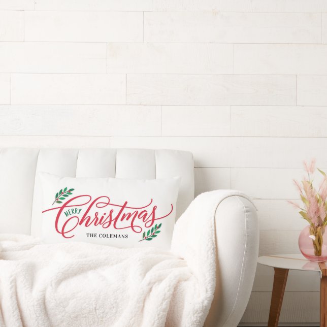 Christmas Branches Holiday Custom Throw Pillow (Couch)