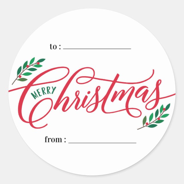 Christmas Branches Holiday Gift Sticker (Front)