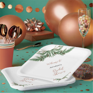 Christmas Branches In Red and Green Paper Plate