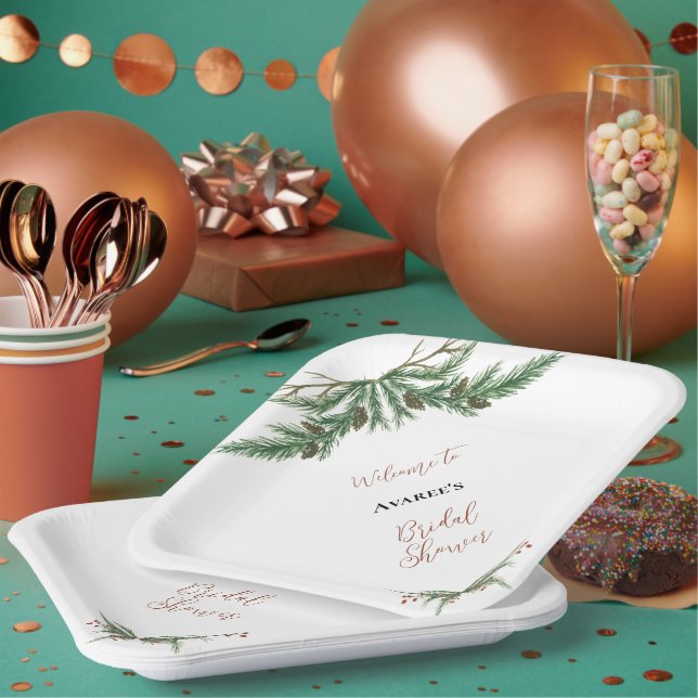 Christmas Branches In Red and Green Paper Plate (Multi)