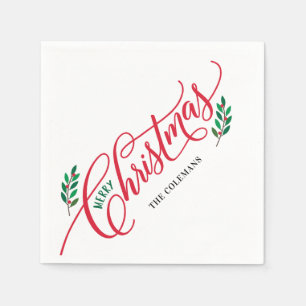 Christmas Branches Merry Christmas Party Napkins