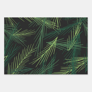 Christmas Branches Pattern Wrapping Paper Sheet