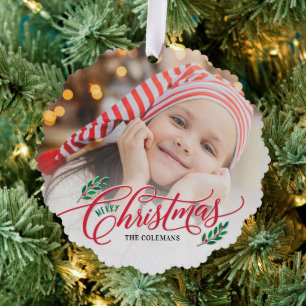 Christmas Branches Photo Ornament Christmas Card