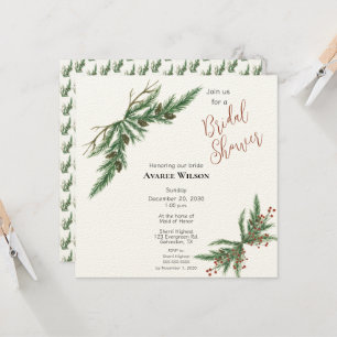 Christmas Branches Red and Green Shower Invitation