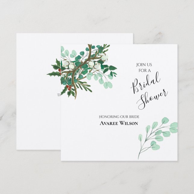 Christmas Branches Red and Green Shower Invitation (Front/Back)