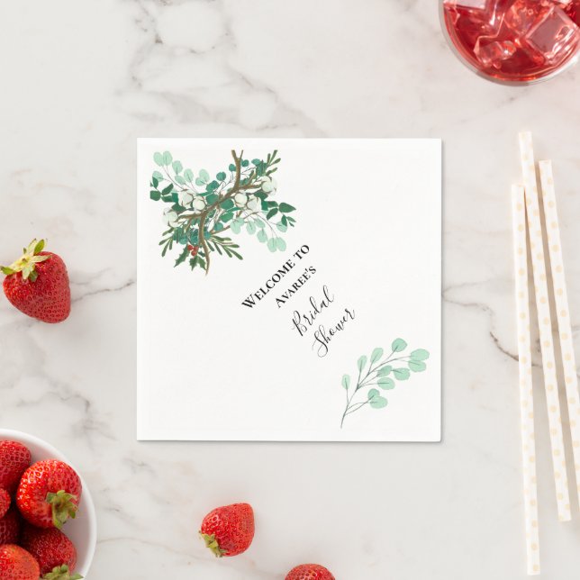 Christmas Branches Red and Green Shower Napkin (Insitu)